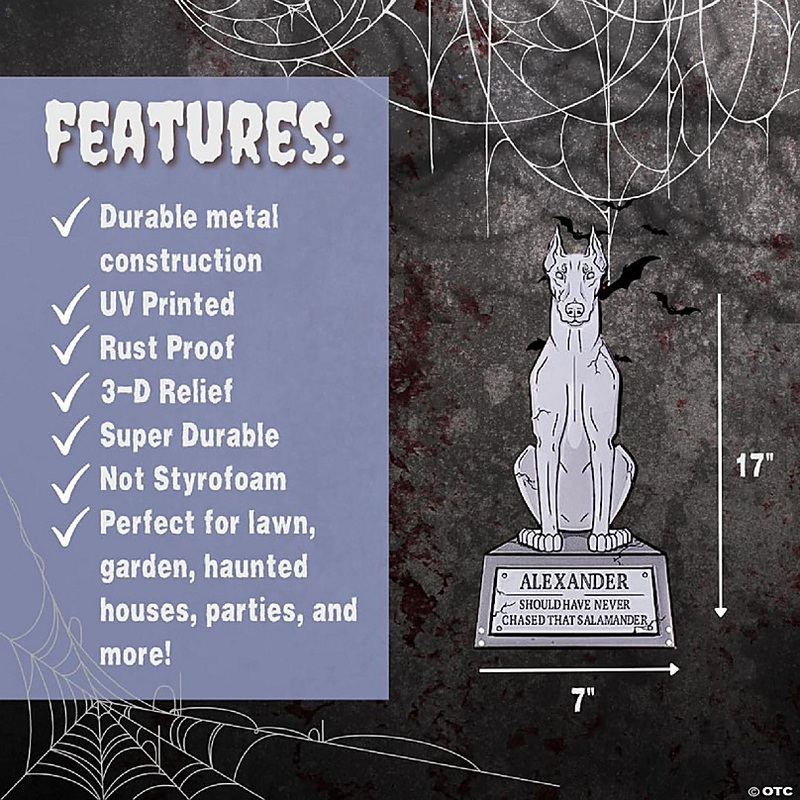 SCS Direct 3D 17 Metal Ghost Tombstone-6 Designs-Weather Rust Proof, UV Printed-Upgrade Your Halloween Spooky Mansion Party, Haunted Cemetery Lawn Decor