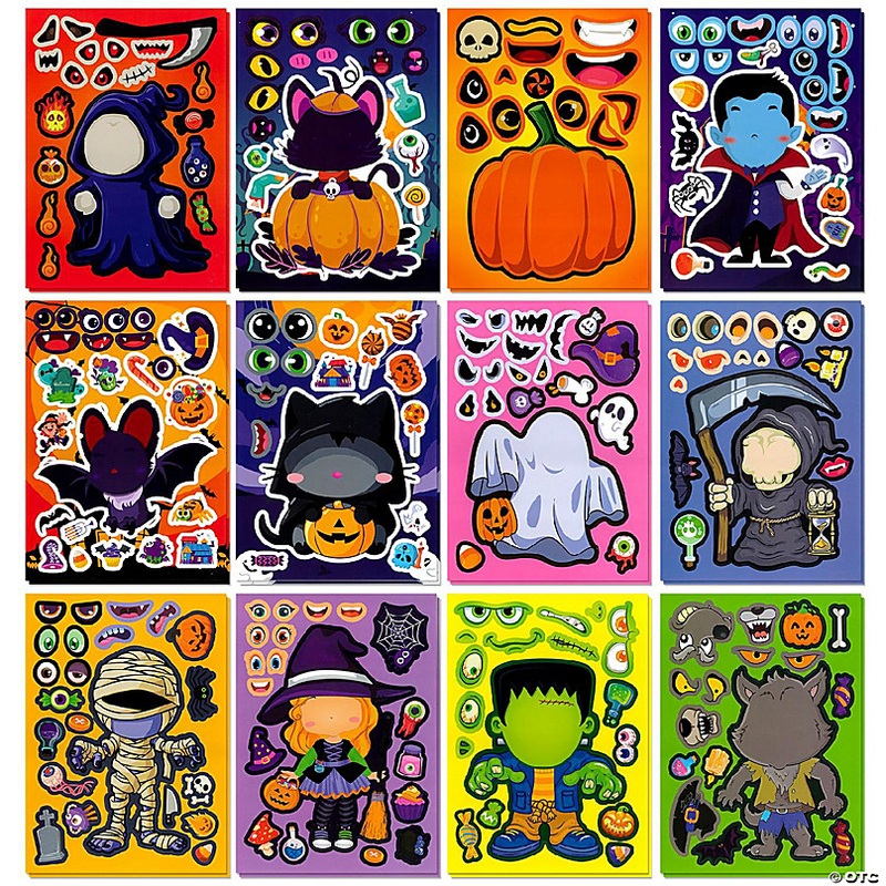 Wrapables Make Your Own Halloween Stickers, DIY Make a Face Stickers (24 Sheets), Trick or Treat