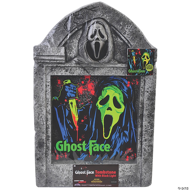 21 Ghost Face Black Light Tombstone Halloween Decoration
