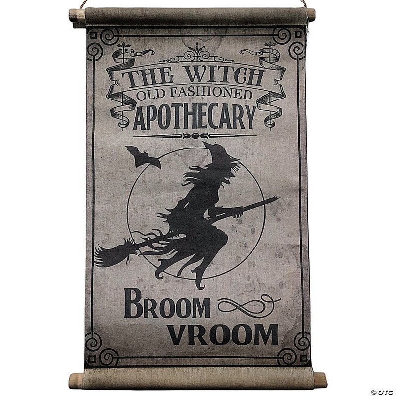 26 Broom Vroom Canvas Hanging Sign Halloween Decoration