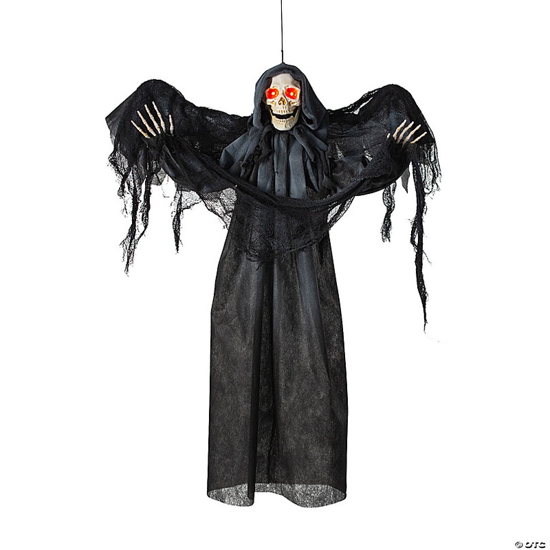 3 Ft. Hanging Grim Reaper with Wings Animated Prop Halloween Decoration