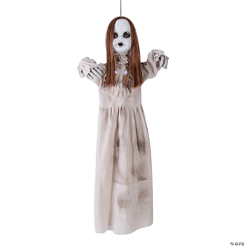 39 1/4 Hanging Girl Red-Haired Light-Up Doll with Separated Head Halloween Decoration