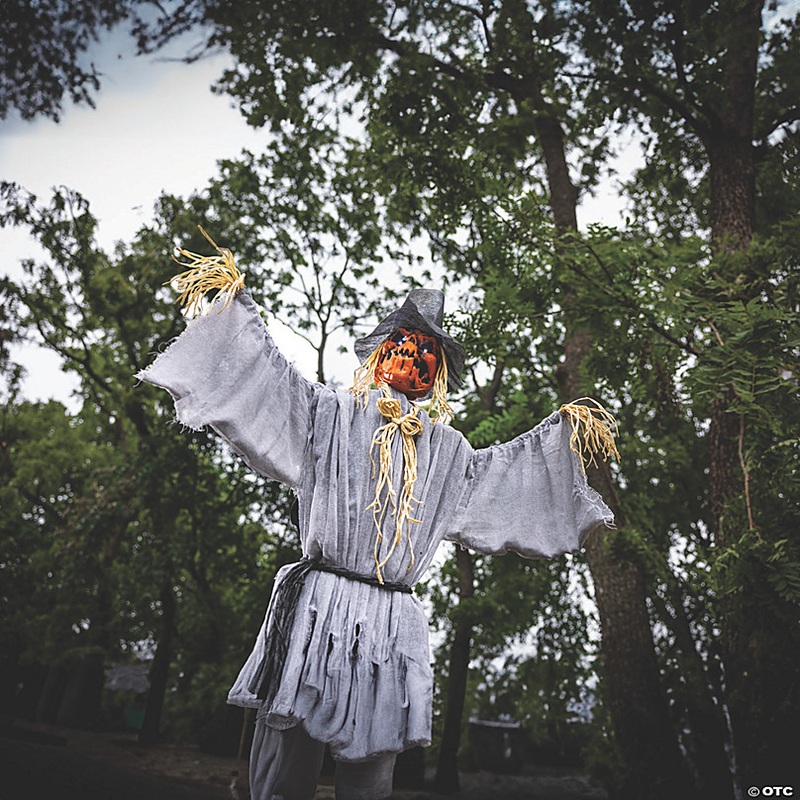 5 Ft. 8 Animated Head Turning Pumpkin Scarecrow Halloween Decoration