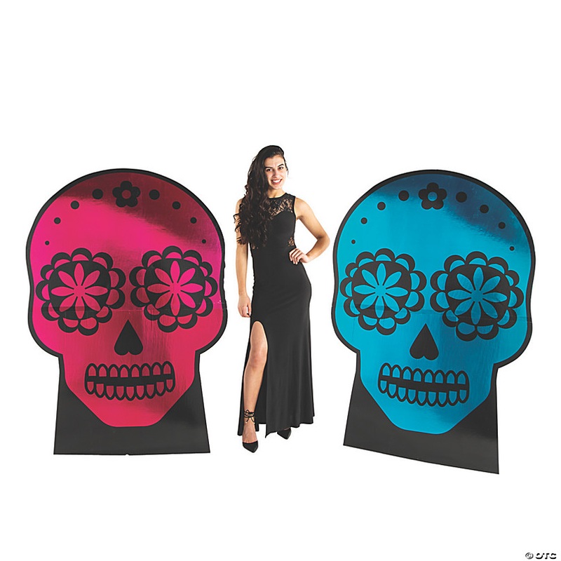 57 Metallic Sugar Skull Cardboard Cutout Stand-Ups - 2 Pc.