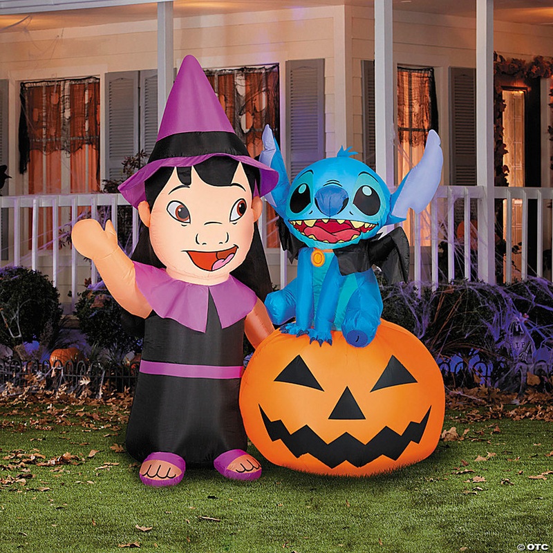 6 Ft. Airblown Inflatable Lilo & Stitch Lilo & Stitch with Jack-O'-Lantern Halloween Outdoor Yard Decoration