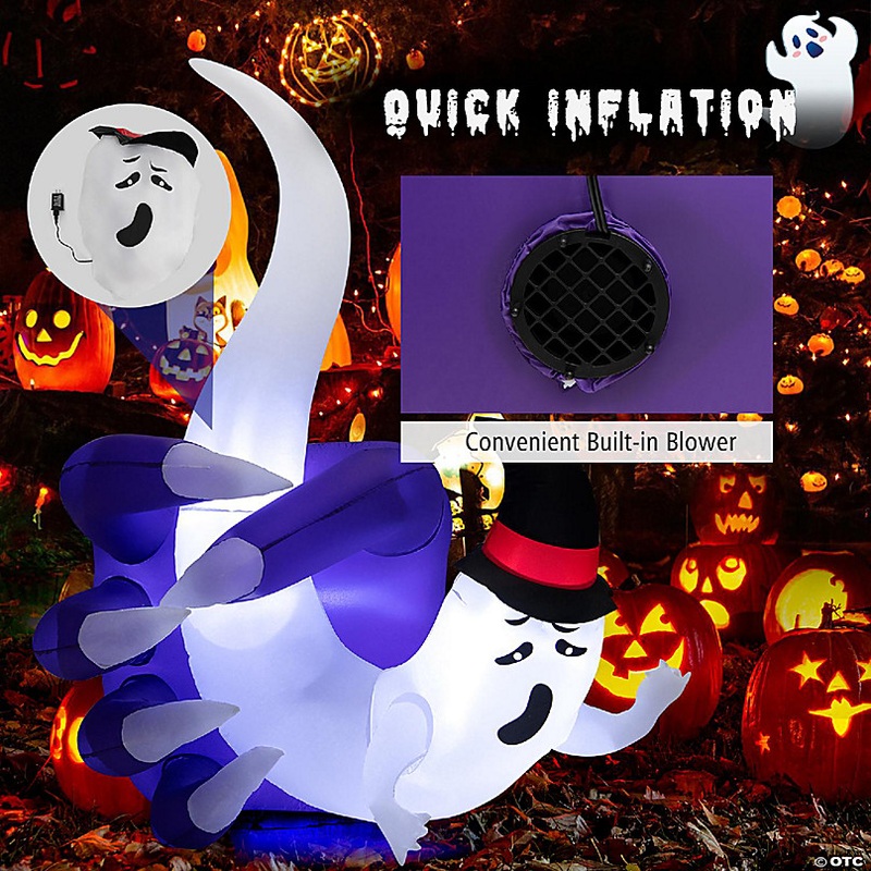 Costway 6 FT Halloween Inflatable Hand Hold the Ghost with Built-in LED & Air Blower