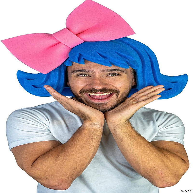 Foam Party Hats Wig with Large Bow - Photo Booth Prop - Party Favors -Halloween - Crazy Hat Day