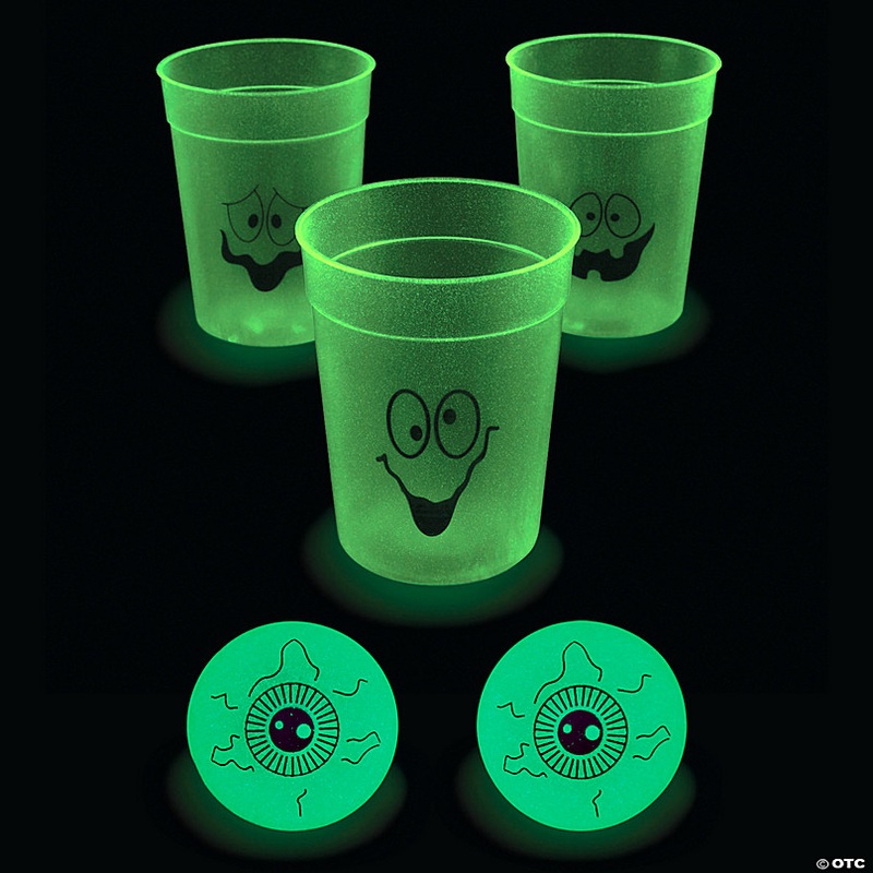 Glow-in-the-Dark Halloween Cup & Table Tennis Beer Pong Kit - 36 Pc.