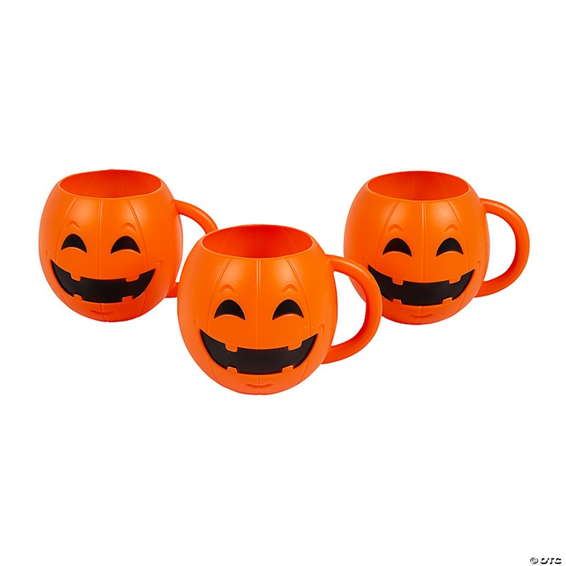 Halloween Jack-O-Lantern BPA-Free Plastic Mugs - 12 Ct.