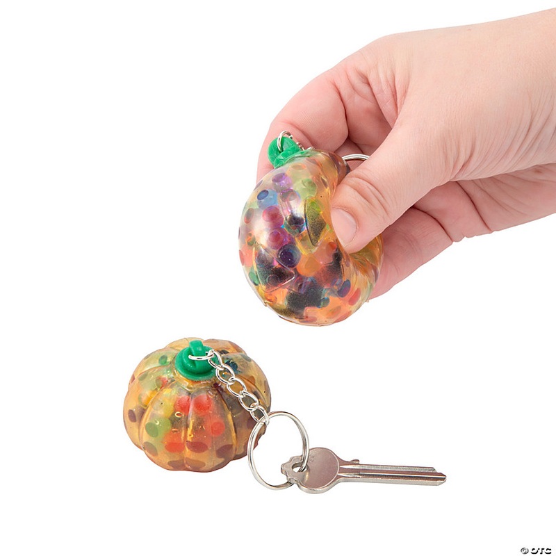 Jack-O-Lantern Gel Bead Keychains - 12 Pc.