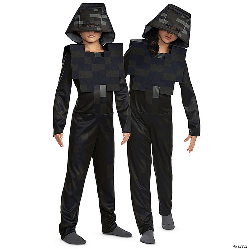 Kids Classic Minecraft Wither Skeleton Hooded Jumpsuit Costume