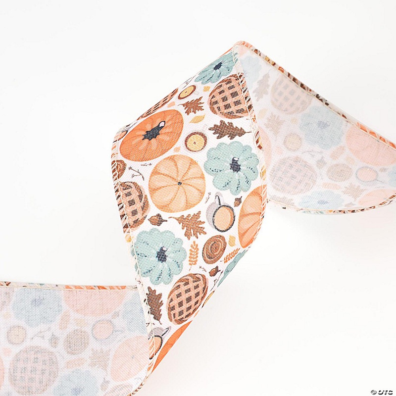 LaRibbons 2 1/2 Wired Ribbon - Pumpkin Frenzy Natural/Multi - 10 Yard Roll