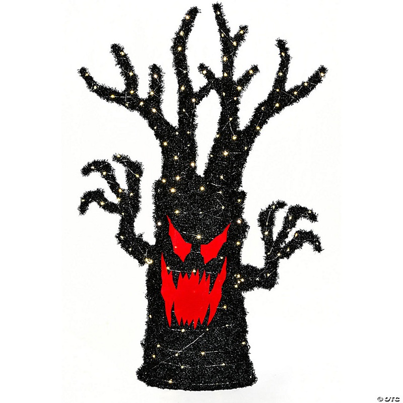 National Tree Company 48 in. Pre-Lit Frightening Face Halloween Tree