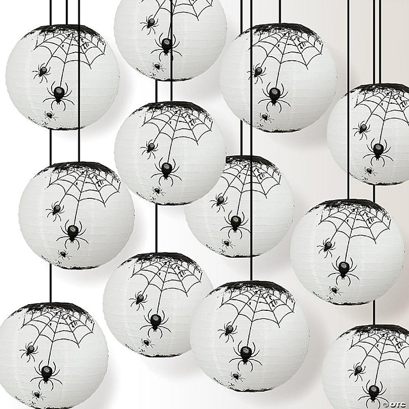 PaperLanternStore 12 PACK 14 Halloween Spiders Spooky Bug Webs Paper Lantern