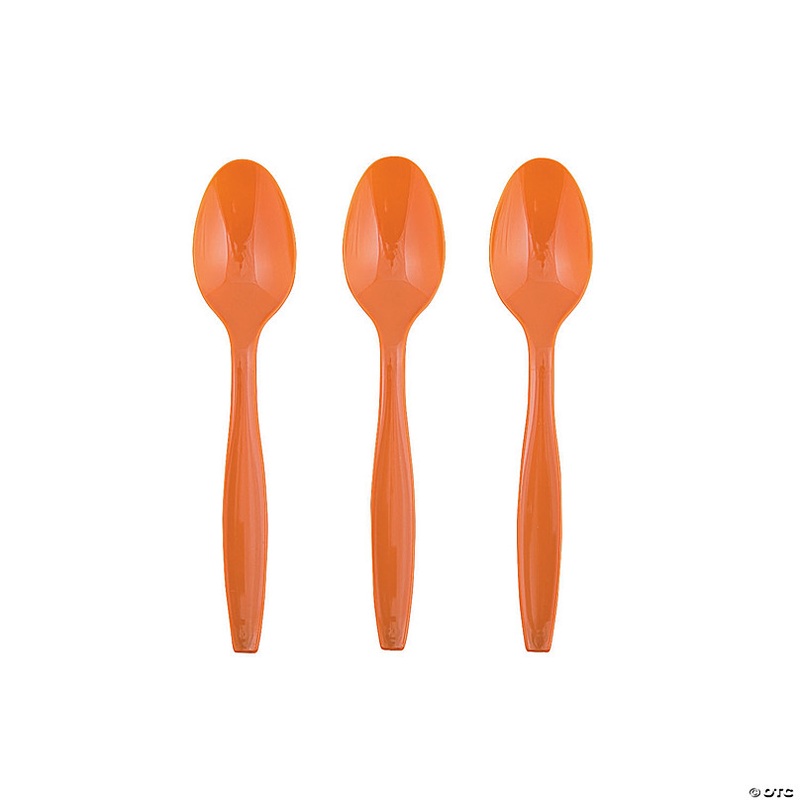 Pumpkin Orange Plastic Spoons - 24 Ct.