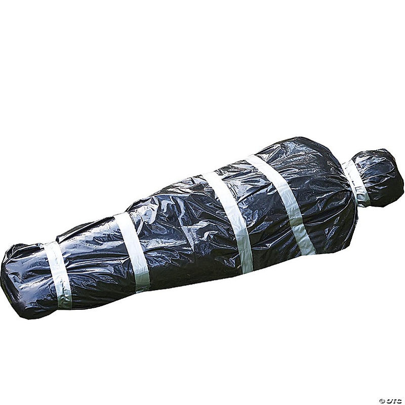 Skeleteen Dead Body Bag Decoration - Dummy Crime Scene Fake Corpse Figure in Garbage Bag with Duct Tape Scary Outdoor Party Prop Haunted Decorations