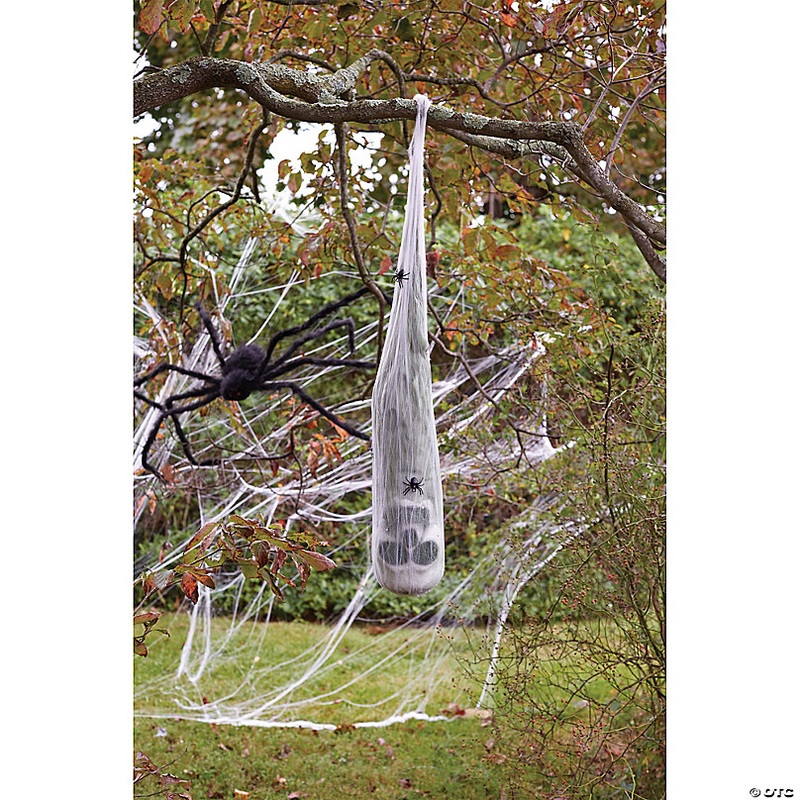 Skull in Spider Cocoon Halloween Decoration