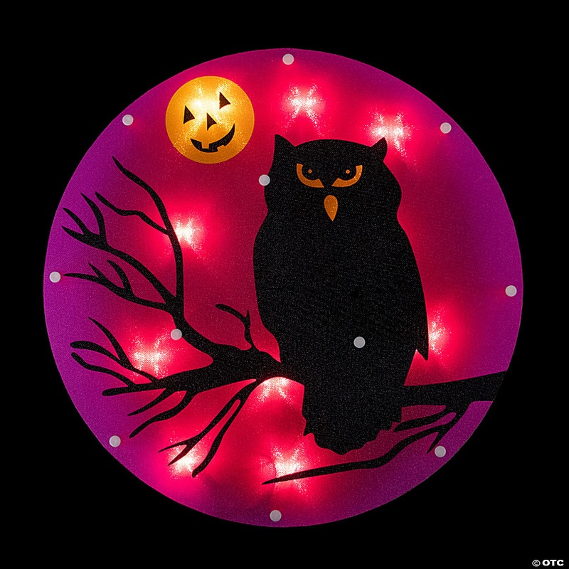 13.75 Lighted Owl Halloween Window Silhouette