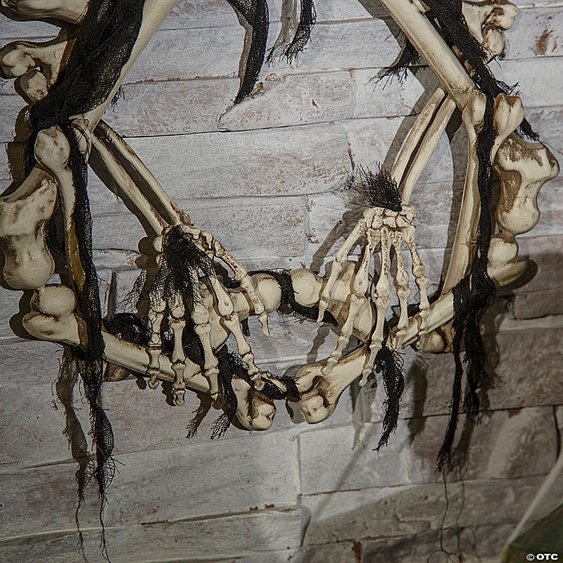 16.5 Lightup Skeleton Halloween Wreath