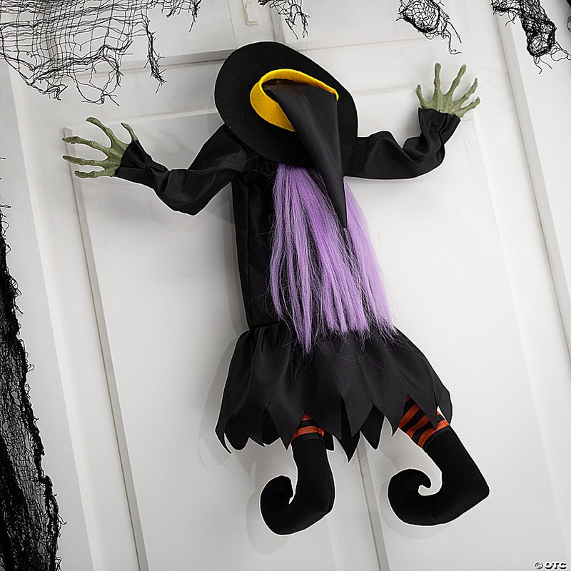 23 1/2 x 29 1/2 Hanging Crashed Witch Animated Prop Halloween Decoration