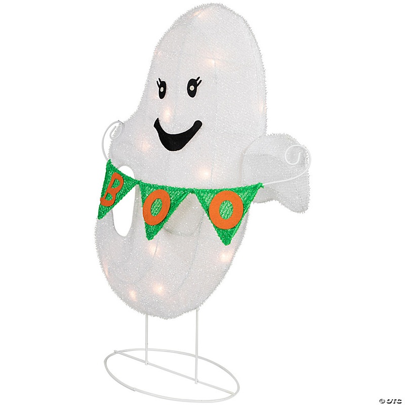 25 Lighted LED Ghost with Boo Banner Halloween Yard Decoration