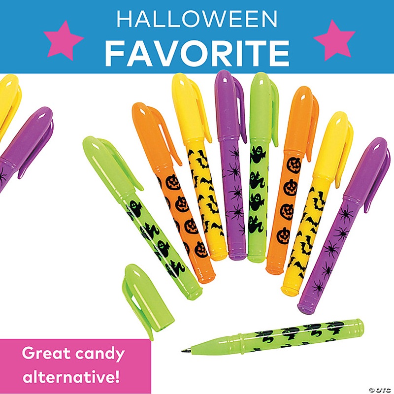 3 1/4 Mini Iconic Halloween Symbols Capped Plastic Pens - 24 Pc.