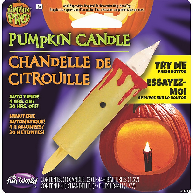 3 Flickering Battery-Operated Carved Pumpkin Candle