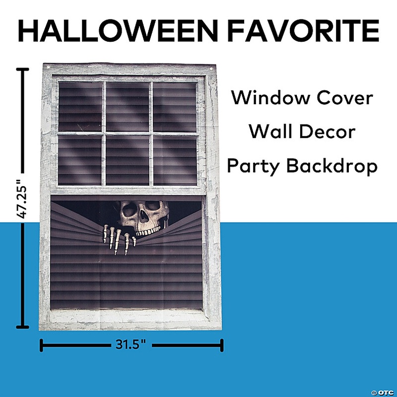 31 1/2 x 47 1/4 Peeking Skeleton Vinyl Halloween Curtain Decoration