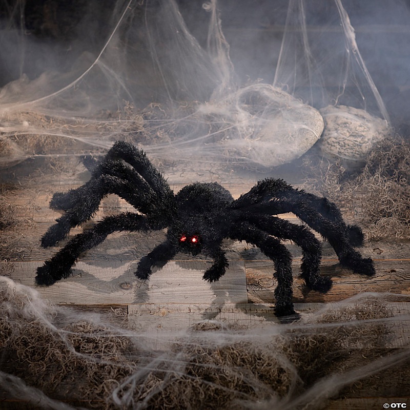 31 1/2 x 7 3/4 Light-Up Walking Fuzzy Spider Animated Prop Halloween Decoration