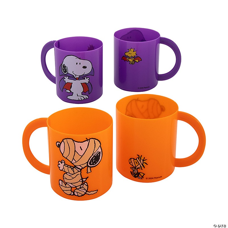 8 oz. Peanuts Halloween Snoopy & Woodstock Plastic Mugs - 12 Pc.