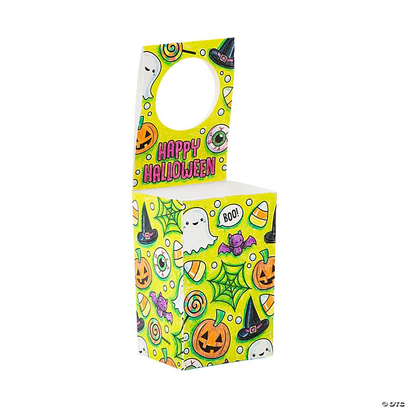 Color Your Own Halloween Door Hanger Treat Boxes - 12 Pc.