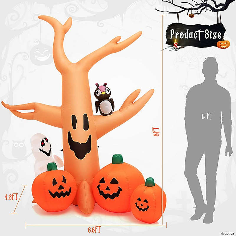 Costway 8 FT Halloween Inflatable Dead Tree w/ Pumpkins Blow up Yard Decoration