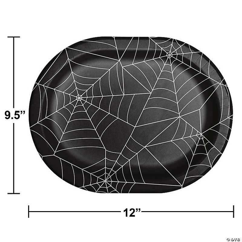 Creative Converting Creepy Characters Halloween Spider Webs Oval Paper Dinner Plates, 24 ct