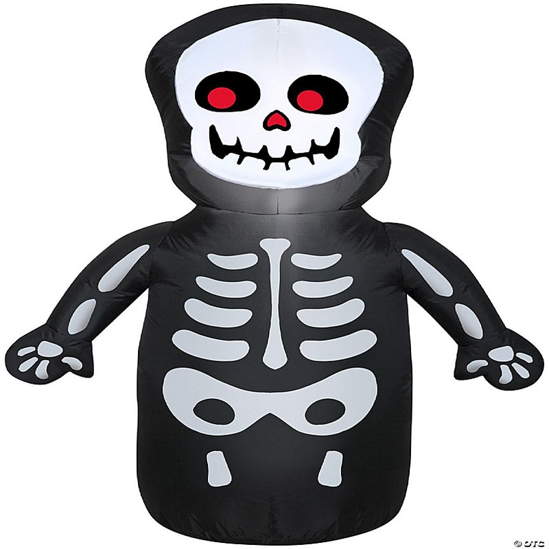 Gemmy Airblown Happy Skeleton  3.5 ft Tall  Multicolored