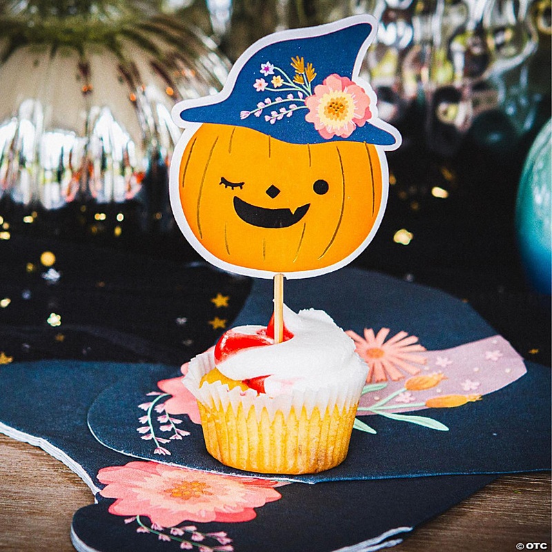 Ma Fete Halloween Cake And Cupcake Paper Pumpkin Toppers Party Decorations (16)