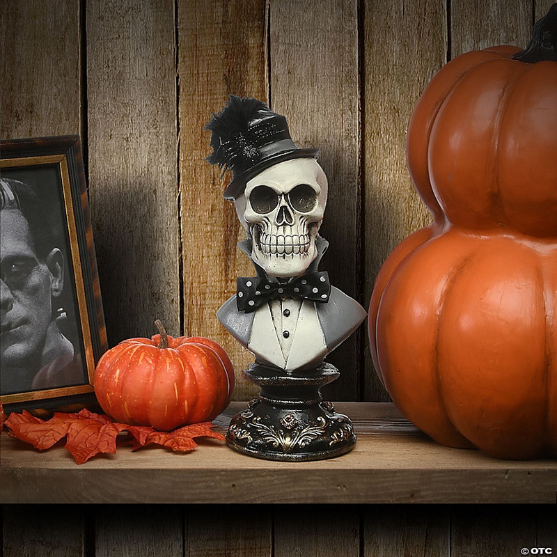 National Tree Company 10 in. Dapper Skull Bust