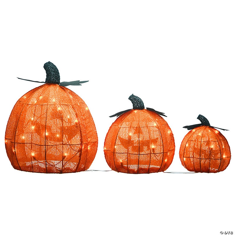 National Tree Company 15 in. Pre-Lit Jack-O-Lantern Trio