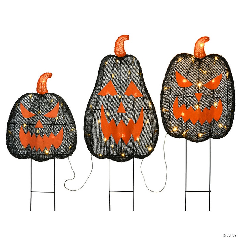 National Tree Company 35 in. Pre-Lit Black Jack-O-Lantern Garden Stakes