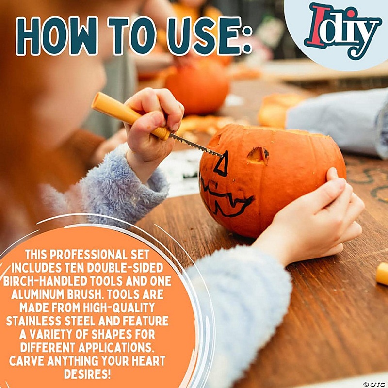 Pumpkin Carving Kit (21 Tool Set) w 11 Double Sided Pieces - Halloween Professional Sculpting, Cutting and Carving Knife Supplies for Fall Jack-O-Lanterns, Pump