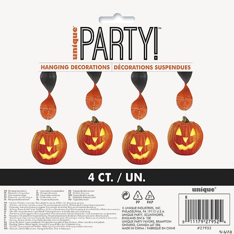 Pumpkin Glow 18 Hanging Decoration - 4ct