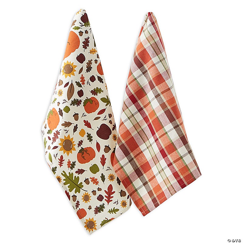 Pumpkin Spice Plaid Dishtowel (Set Of 2)