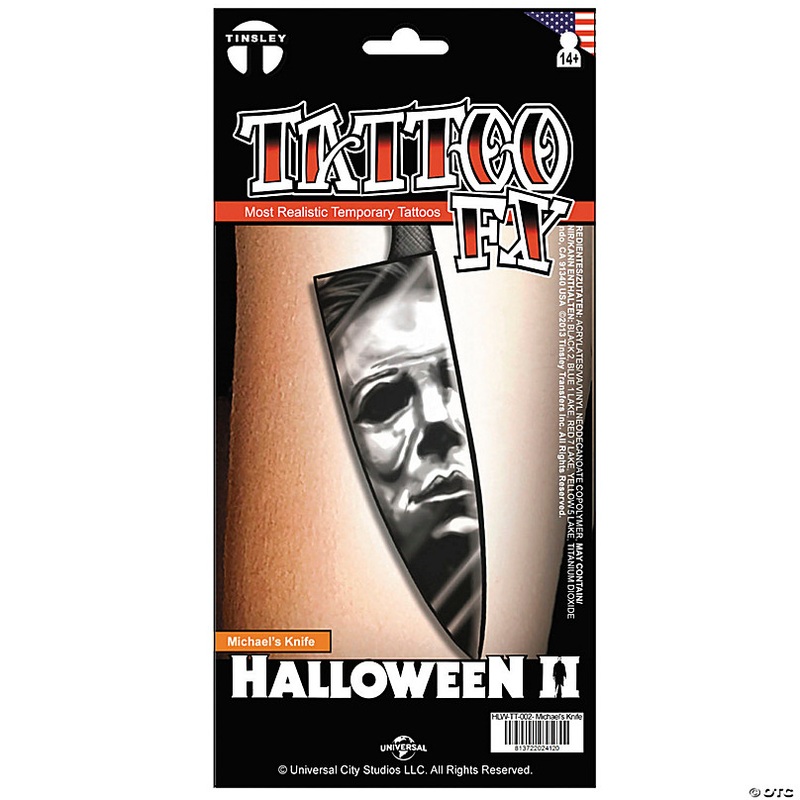 Tinsley Transfers Halloween II Michael Myers Knife Temporary Tattoo