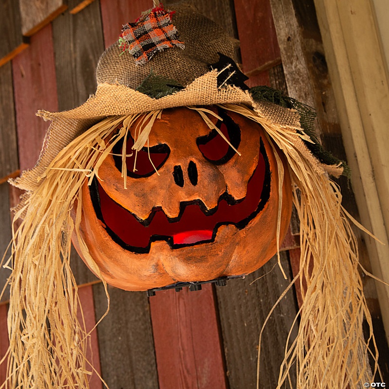11 3/4 x 27 1/2 Hanging Pumpkin Head Plastic Halloween Decoration