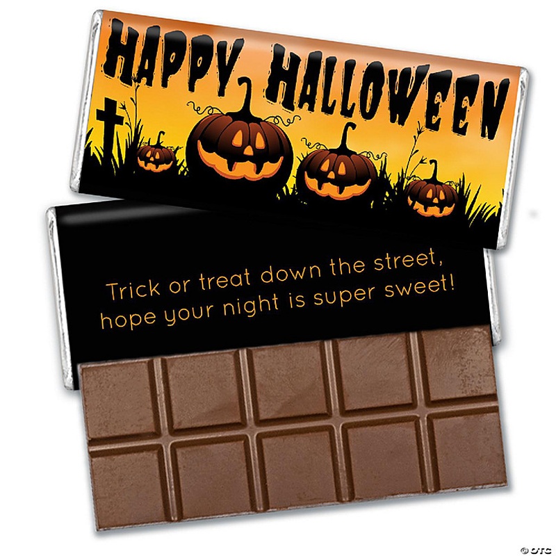 12 Pcs Halloween Candy Party Favors in Bulk Belgian Chocolate Bars - Pumpkins