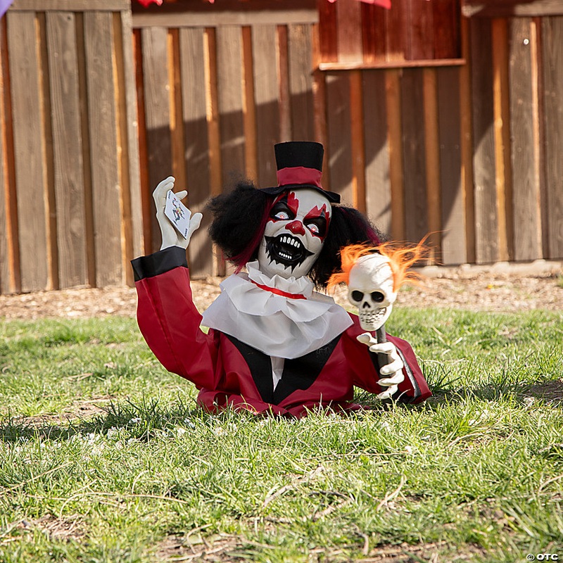 19 1/2 Groundbreaker Black, Red & White Clown Animated Prop Halloween Decoration