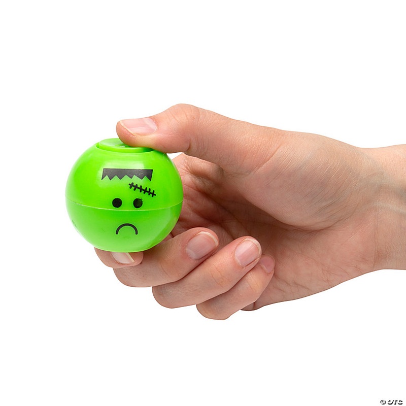 2 Halloween Monster Faces Plastic Fidget Spinner Balls  12 Pc.