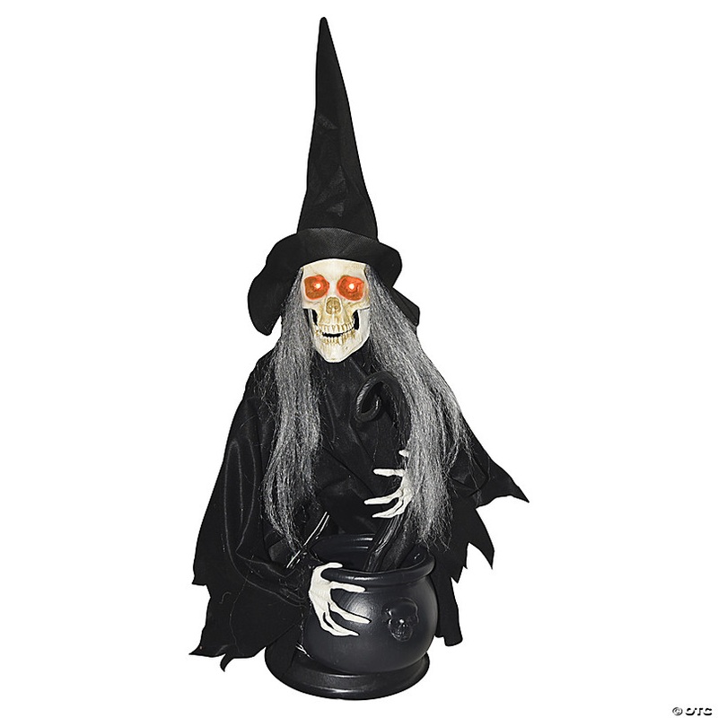 31 Animated Witch with Cauldron Halloween Decoration
