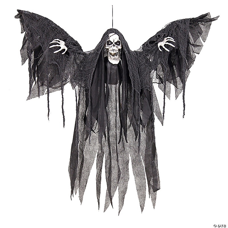 39 1/4 x 35 1/2 Hanging Winged Reaper Animated Prop Halloween Decoration