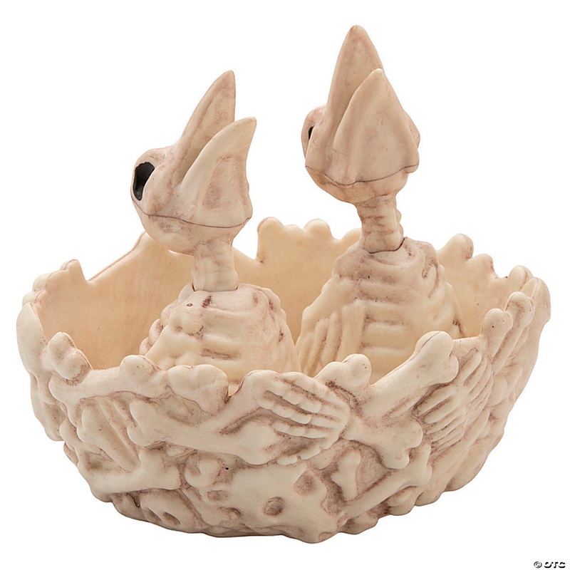 5 1/2 Bone Bird Nest with Baby Bird Skeletons Halloween Decoration