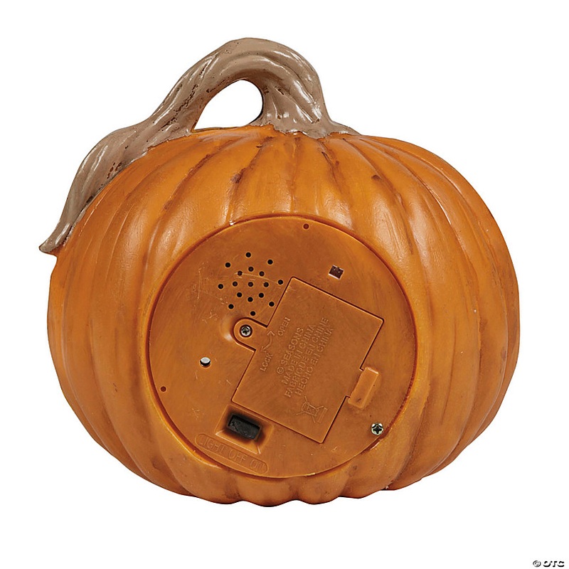 8 1/4 Light-Up Creepy Plastic Pumpkin with Sound Halloween Tabletop Decoration